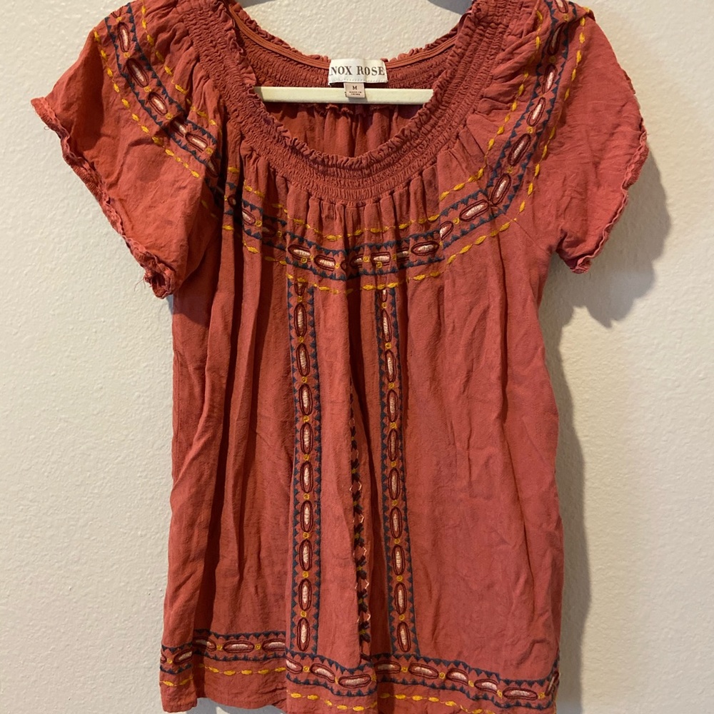 Knox Rose Rust Boho Shirt